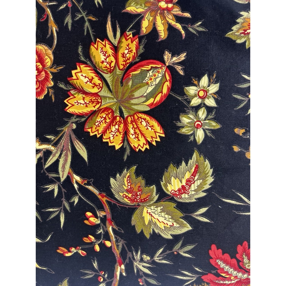 Waverly Felicite Noir Fabric Placemats SET OF 4 Black Floral Jacobean Yellow Red - Picture 3 of 8